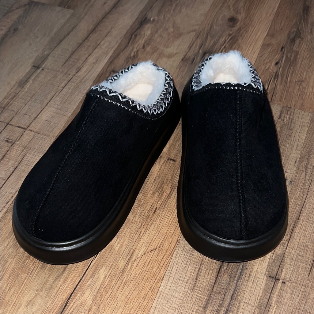 Cozy Black Slip-On Slippers